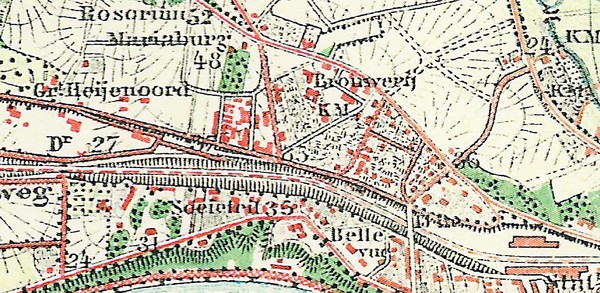 Topografische kaart Arnhem 1895 Heijenoord e.o.