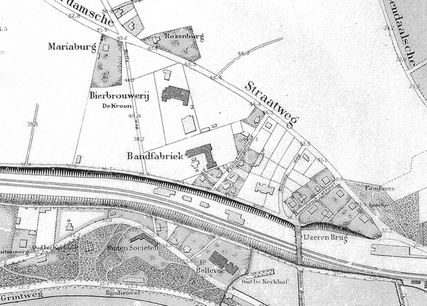 Topographische gemeentekaart Arnhem 1874, Heijenoord e.o.