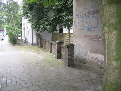 Historische tuinmuur/erfscheiding Frombergdwarsstraat Arnhem
